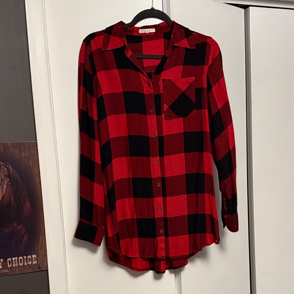 Maurices Red and White Striped Blouse